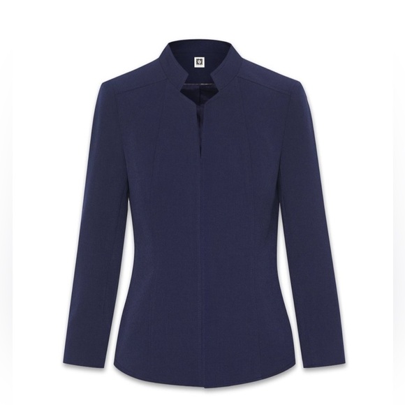 NWOT Anne Klein Star-Collar Stand Collar Open-Front Blazer, Navy, 16 - Picture 2 of 4